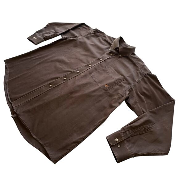 Ariat Shirt Brown Button Down Long Sleeves XL - Picture 4 of 12
